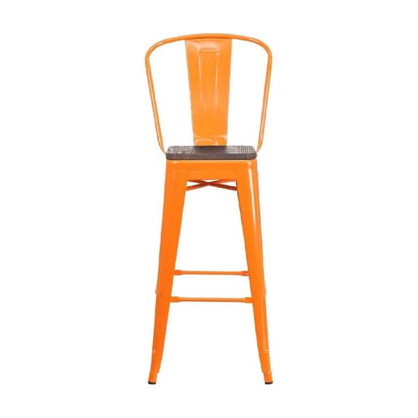 Vibrant 45. H Orange Metal Outdoor Bar Stool