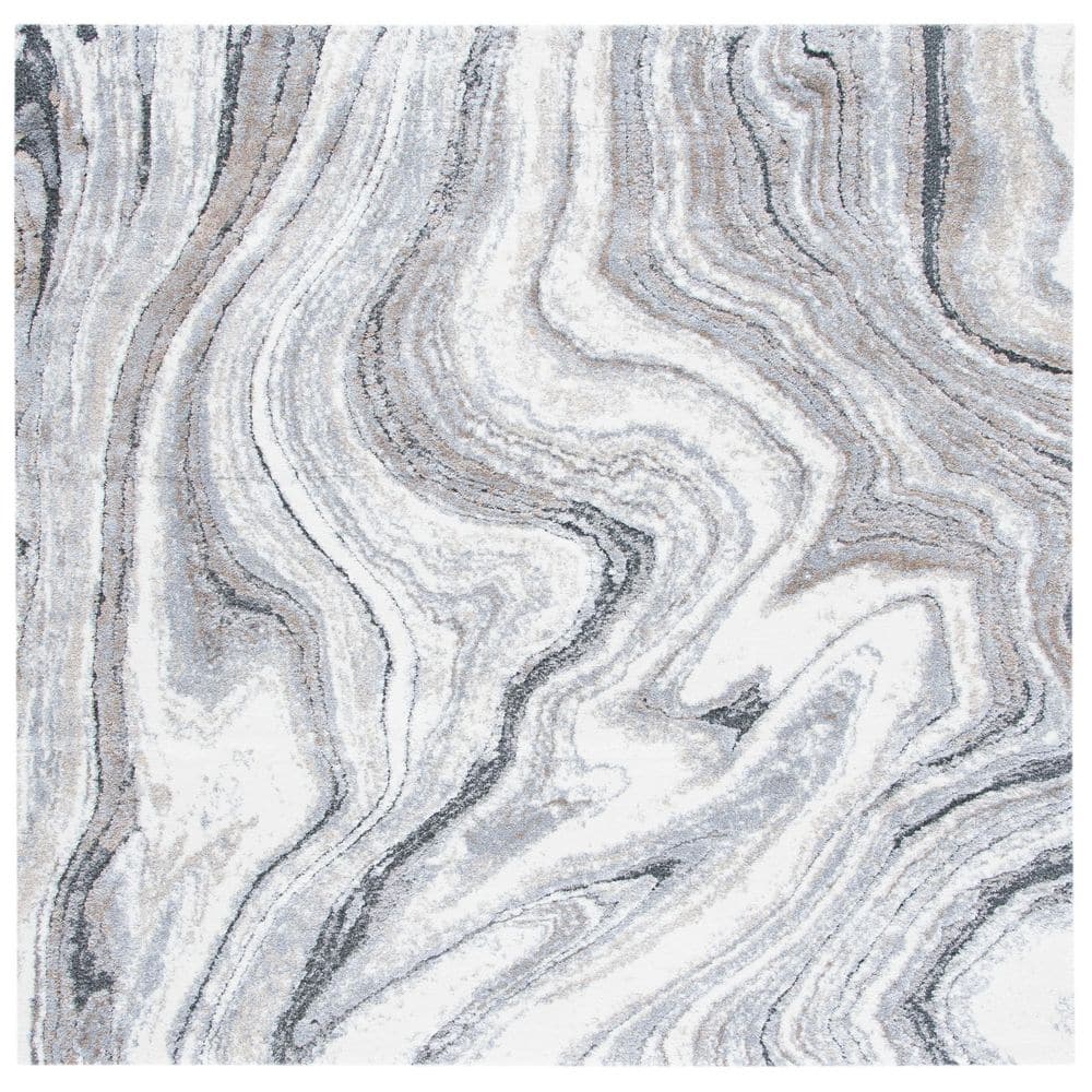 Cyrus Shag 7 ft. x 7 ft. Gray/Beige Marble Wavy Square Area Rug price history on PriceWatchPro