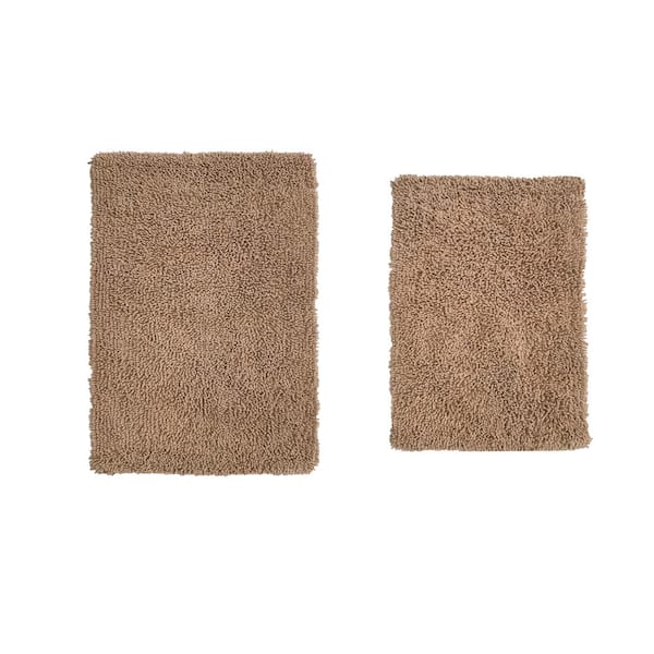 HOME WEAVERS INC Fantasia Bath Rug 100% Cotton Bath Rug Set, Machine Wash, 2 Pcs Set(S+M), Linen