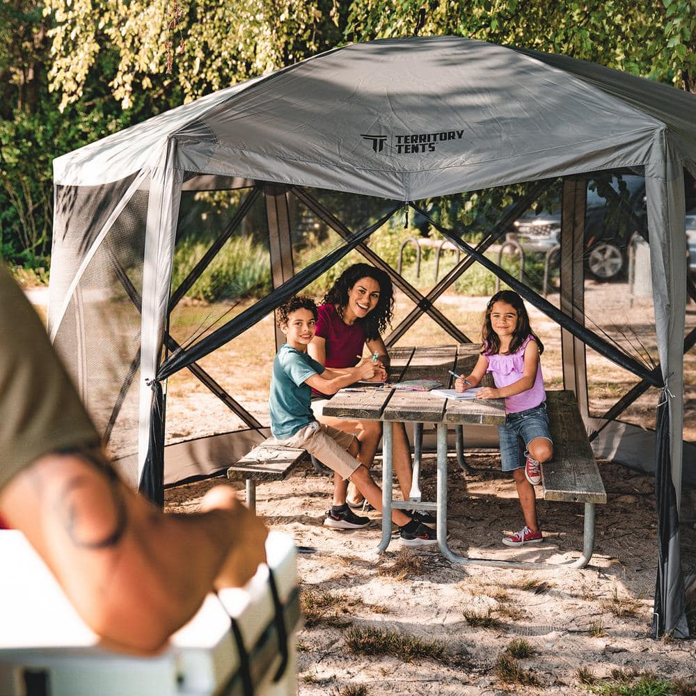 Slate Gray 6-Sided Portable Pop-Up Screen Tent