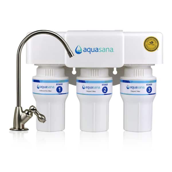 Under Sink Drinking Water Filter : 3-Stage : Reduce up to 99.99% of 78 Contaminants : Brushed Nickel Faucet