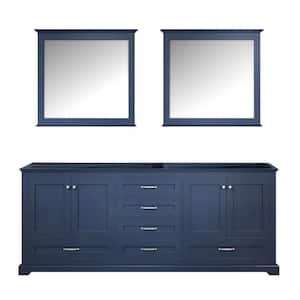 Dukes 80 Inch Double Bathroom Vanity Cabinet with Mirrors in Navy Blue