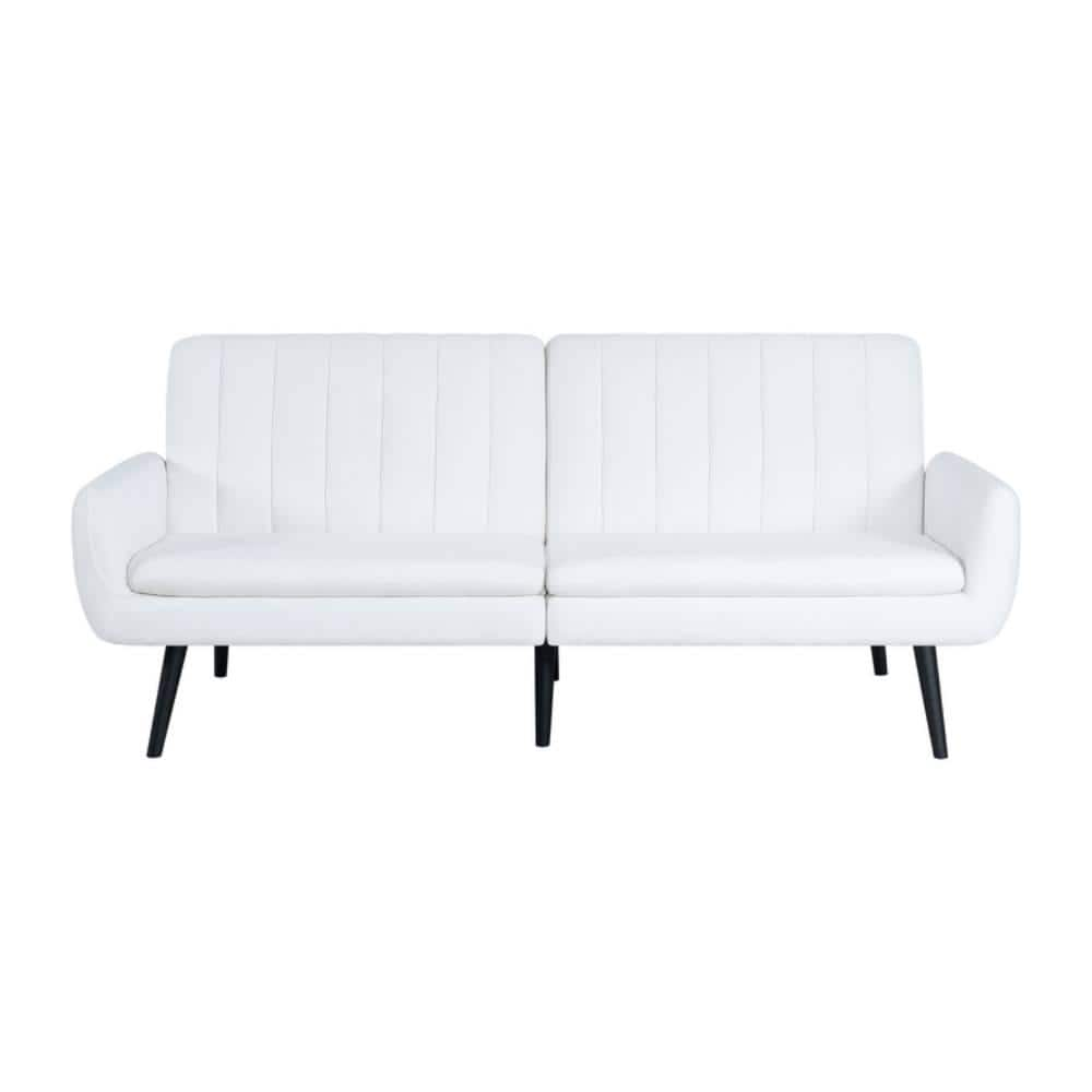 MAYKOOSH White Modern Futon Sofa Bed, Convertible Sofa Futon, Split ...