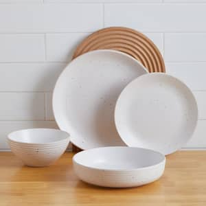 Lauren 32-Piece Dinnerware Set Stoneware, Service for 8, Off White