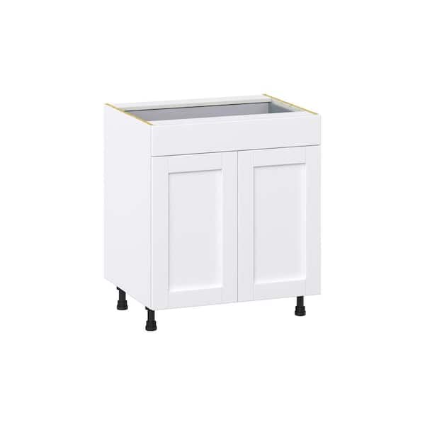 J COLLECTION Milton 30 in. W x 24 in. D x 34.5 in. H Assembled Shaker Base Kitchen Cabinet in Bright White with Drawers