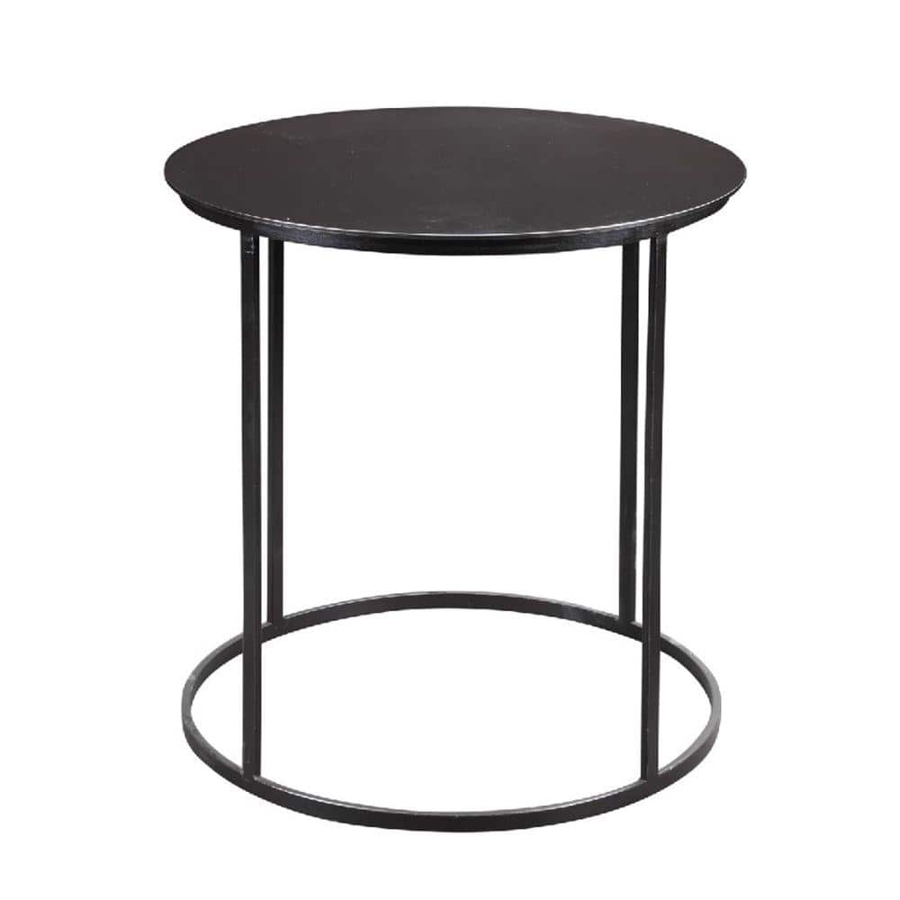 Benjara 23.75 in. Black Round Metal End Table with Tubular Legs BM214005 The Home Depot