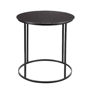 23.75 in. Black Round Metal End Table with Tubular Legs