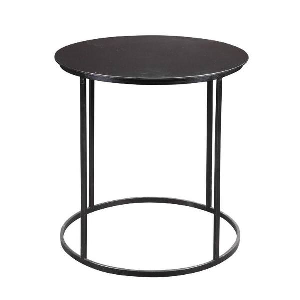 Benjara 23.75 in. Black Round Metal End Table with Tubular Legs