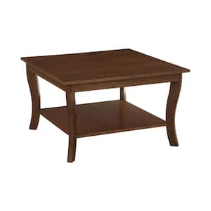 American Heritage 30 in.(L) Espresso 18 in.(H) Square Wood Coffee Table with Two Tiers