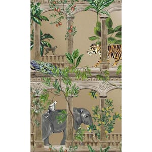 Gold Ancient Inspired Tropical Shelf Liner Non-Woven Wallpaper Non-Pasted (57 sq. ft.) Double Roll