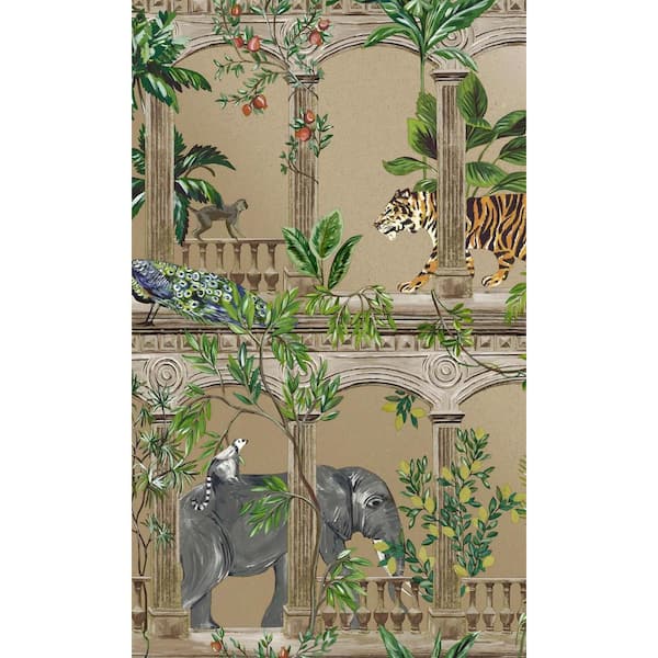 Walls Republic Gold Ancient Inspired Tropical Shelf Liner Non-Woven Wallpaper Non-Pasted (57 sq. ft.) Double Roll