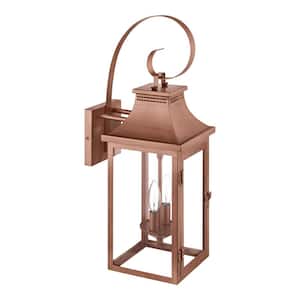 Flaxton 24 in. Handmade Copper Outdoor Barn Wall Lamp with Clear Glass Shade