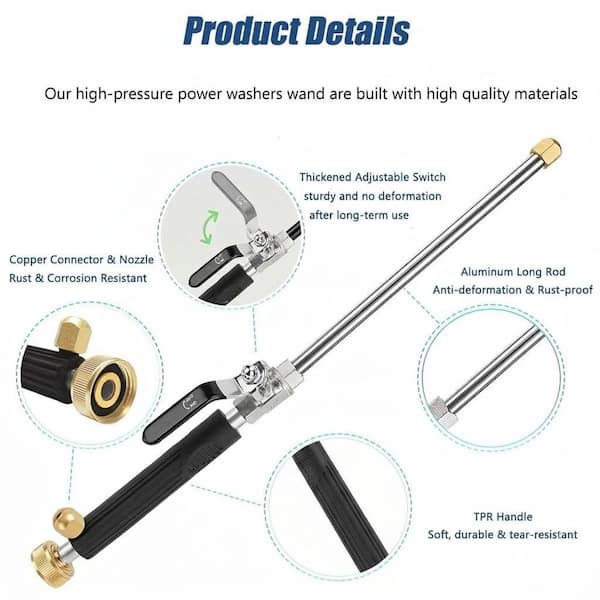 MISOPILY High Pressure Power Washer Extendable Wand Flexible Water