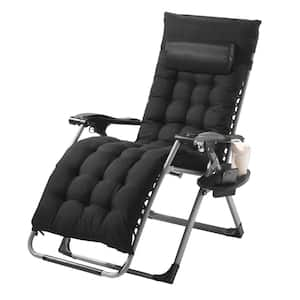 Zero Gravity Chair,26in. Recliner Lounge Chair for Indoor and Outdoor,Adjustable Anti Gravity Chair,Metal,500 lbs.,Black