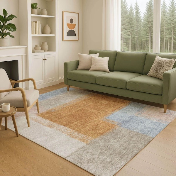 Chantille Machine Washable Indoor/Outdoor Abstract ACN2341 Rust 8 ft. x 10 ft. Area Rug