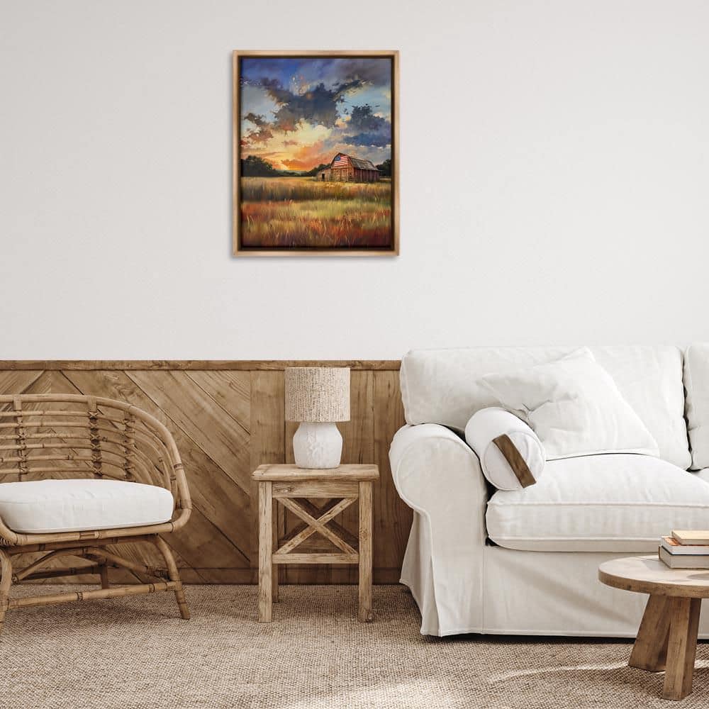 American Barn at Sunset by Arlington Prints Brown Floater Frame Nature Graphic Art Print 31 in. x 25 in. price history on PriceWatchPro