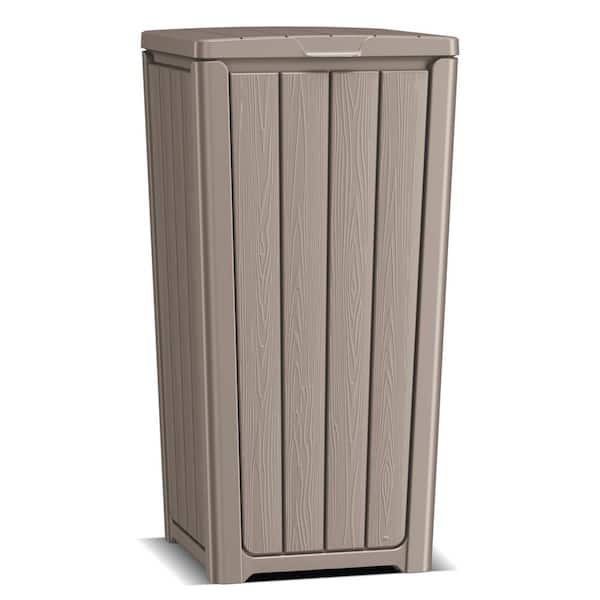 15.5 in. W x 15.2 in. D x 30.7 in. H Gray Resin Trash Can Storage with Lid, Waste Bin for Patio Garden Backyard Kitchen