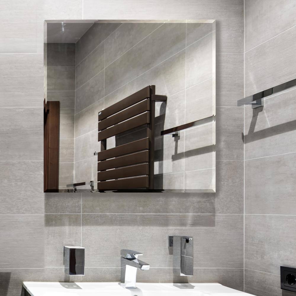 Elegant 18" Square Frameless Beveled Wall Mirror
