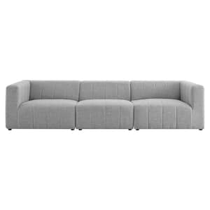 Bartlett 129 in. Light Gray Fabric 3-Seat Sofa with No Additional Features