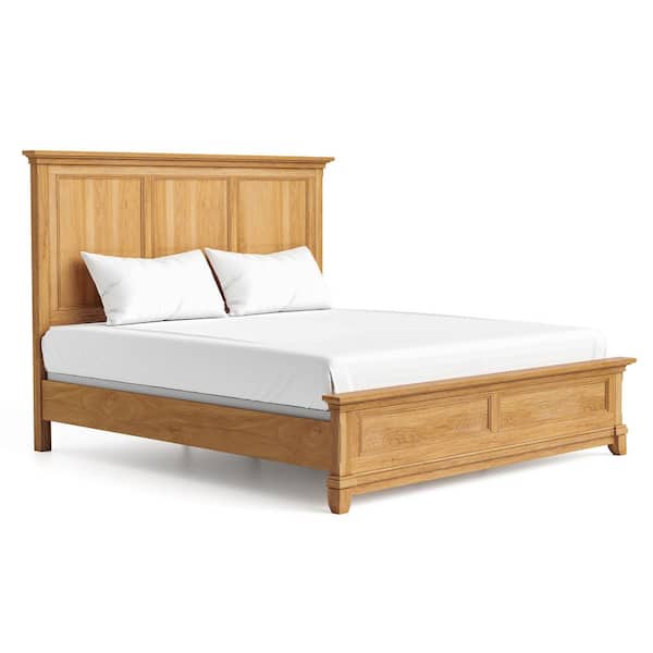 Zeller Brown Wood Frame King Panel Bed with Plank Headboard