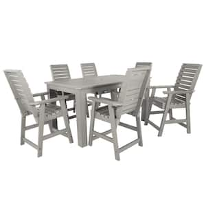 Weatherley Harbor Gray Counter Height Plastic Outdoor Dining Set in Harbor Gray Set of 6