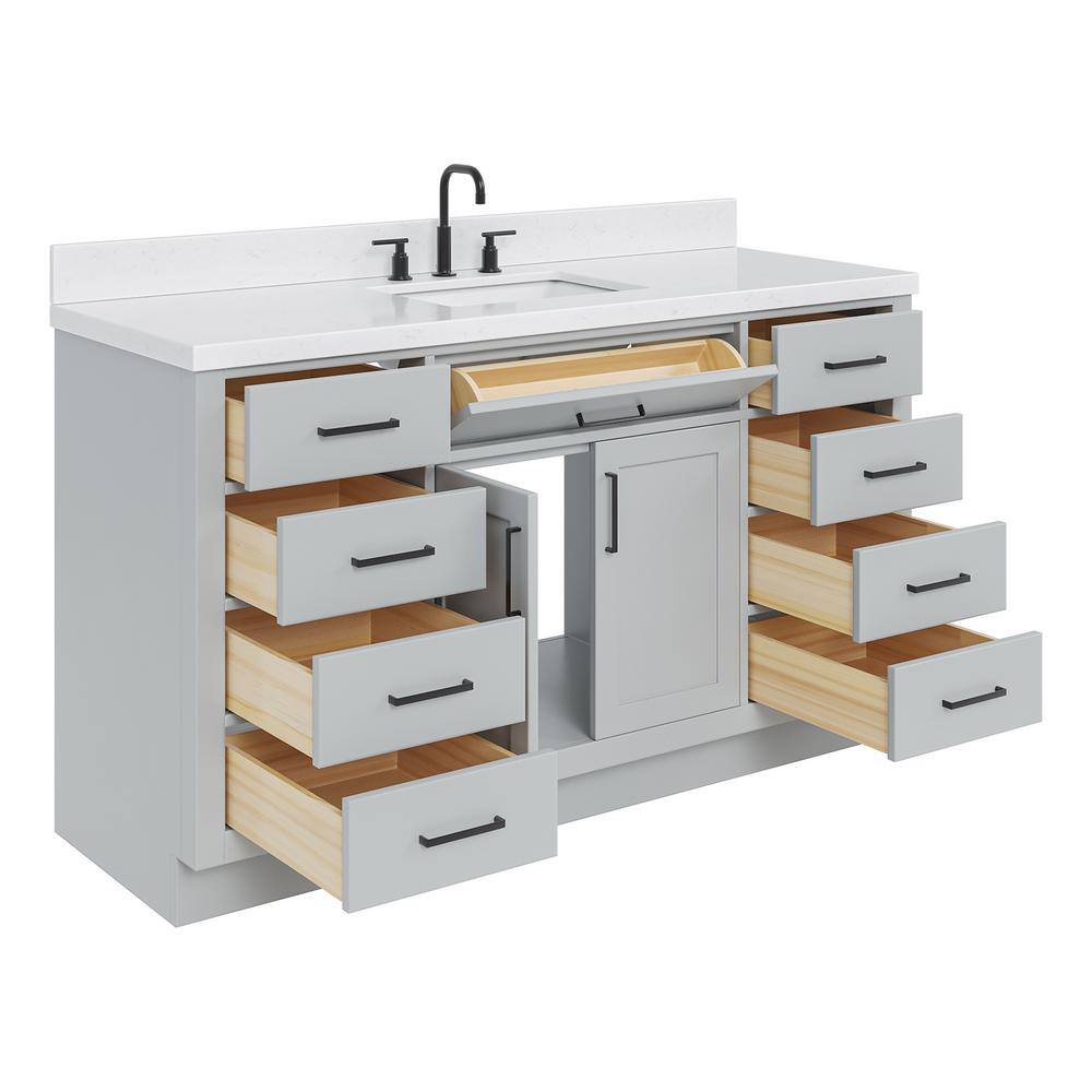 Hepburn 60" Gray Hardwood Single Basin Vanity Set