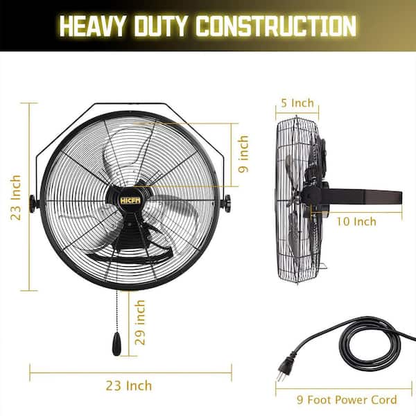 18 in. 3 Speeds High Velocity Wall Mounted Fan in Yellow with 1/6 HP Premium TEAO Enclosed Motor, 4600 CFM