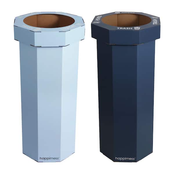 Fleur 25-gal. Tide Pool Blue/Denim Blue Corrugated Cardboard Disposable Trash Can (Set of 2)