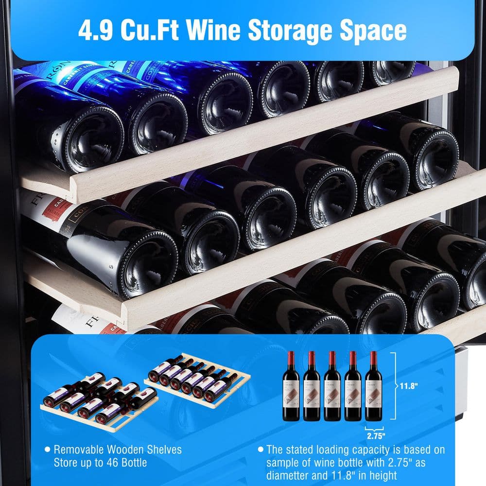 Kalamera 24" Stainless Steel Dual Zone Wine Refrigerator with LED Lighting