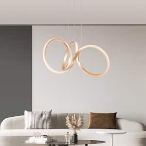 18W Integrated LED Chandeliers, Gold Irregular Ring Ceiling Light, Pendant Light Fixture, 3000K Dimmable Hanging Lamp