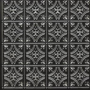 Gothic Reams 2 ft. x 2 ft. Glue Up PVC Ceiling Tile in Antique Silver
