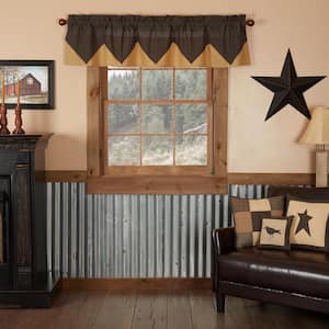 Kettle Grove 72 in. L x 16 in. W Layered Plaid Cotton Valance in Black Khaki
