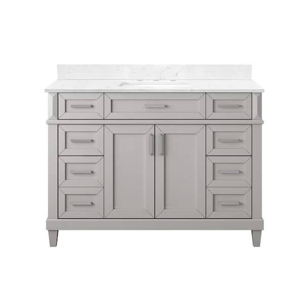 Talmore 48 in. Single Sink Sky Grey Bath Vanity with White Engineered Carrara Top (Assembled)