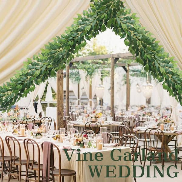 4 in. Green Artificial Italian Ruscus Vine Silk Leaf Garland for