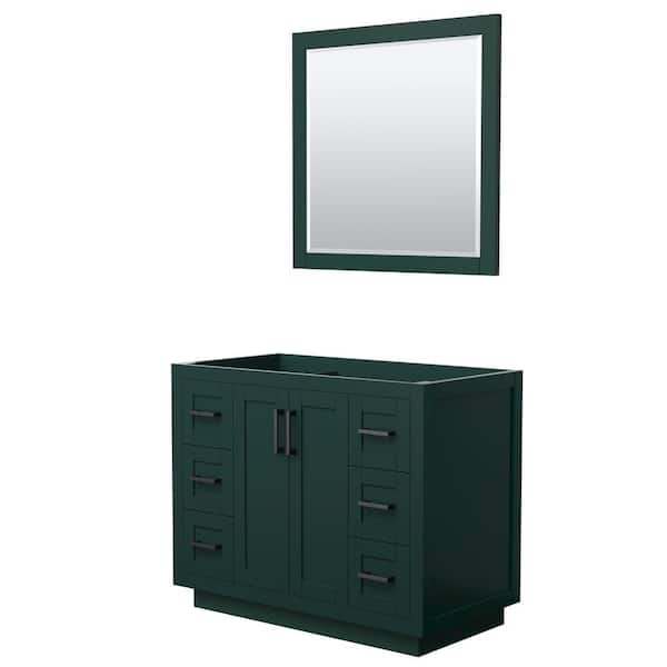 Wyndham Collection Miranda 41.25 in. W x 21.75 in. D x 33 in. H Single Sink Bath Vanity Cabinet without Top in Green with 34 in. Mirror