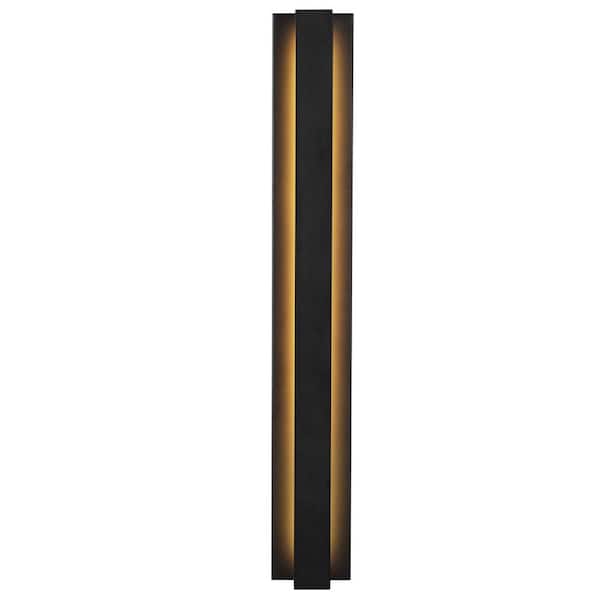 LamQee 39.4 in. Black Modern/Contemporary LED Outdoor Wall Light Lantern Sconce