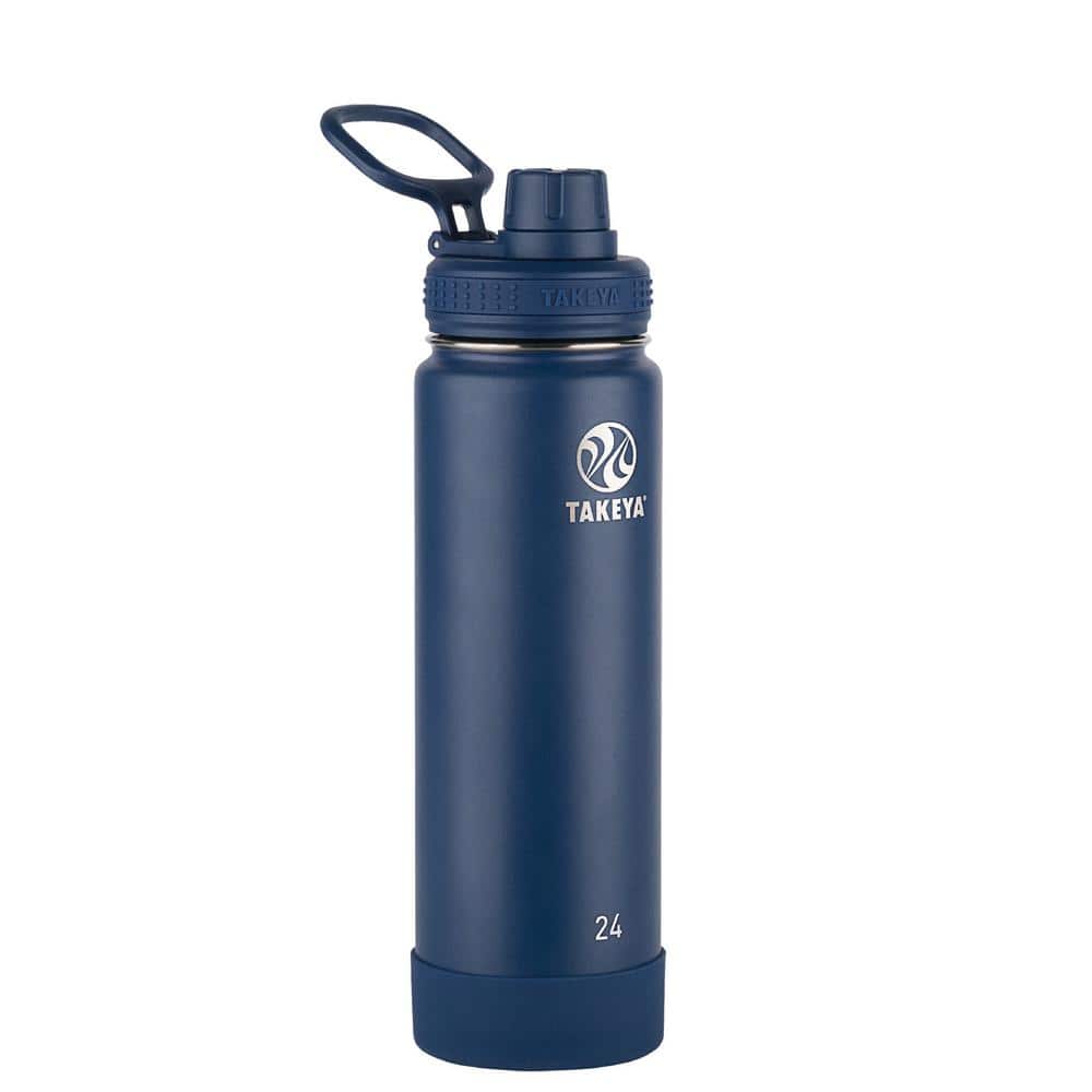 Takeya Actives 24 oz. Midnight Insulated Stainless Steel Water Bottle with Spout Lid, Black