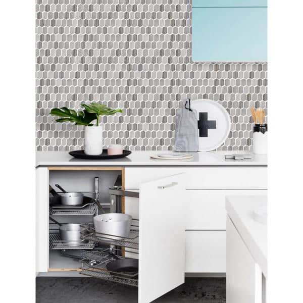 Gray and Brown Hexagonal PVC Peel and Stick Mosaic Tile