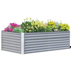 8 ft. x 4 ft. x 2 ft. Sliver Galvanized Steel Rectangular Outdoor Raised Garden Bed