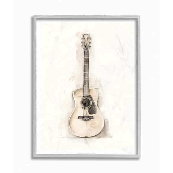 "Acoustic Guitar Watercolor Drawing" by Ethan Harper Framed Wall Art 16 in. x 20 in.