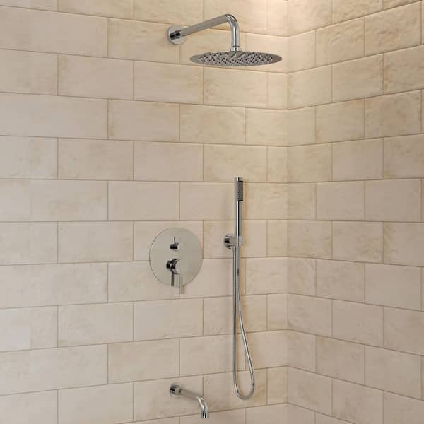 Pressure Balance Single Handle 3-Spray Shower Faucet 2.5 GPM with Anti Scald in Polished Chrome