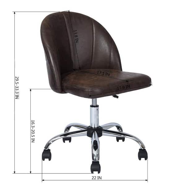 Nerris Adjustable Height Office Chair with Padded Arm Brown and Black