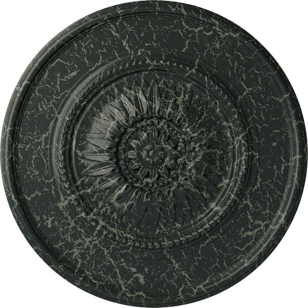 Ekena Millwork 30-5/8" x 2-1/2" Tellson Urethane Ceiling Medallion (Fits Canopies up to 6-3/4"), Hand-Painted Jet Black