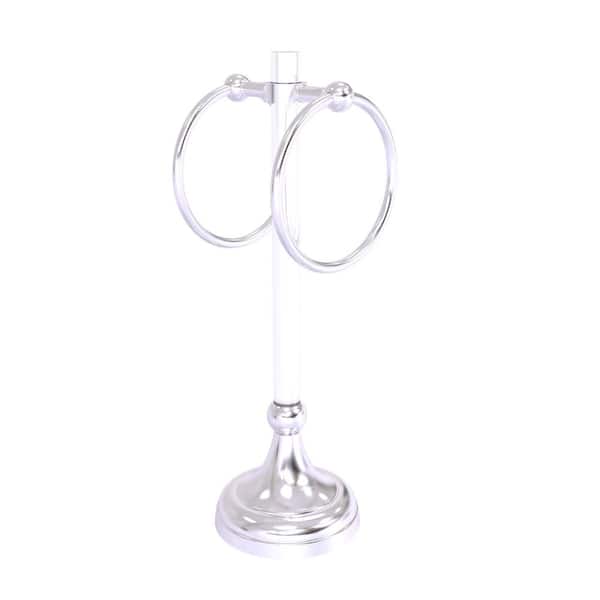 Allied Brass Pacific Grove Collection Freestanding 2-Ring Vanity Top Guest Towel Ring in Satin Chrome