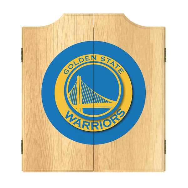 Unbranded Golden State Warriors Logo 20.5 in. Dart Board with Cabinet, Darts and Scoreboards