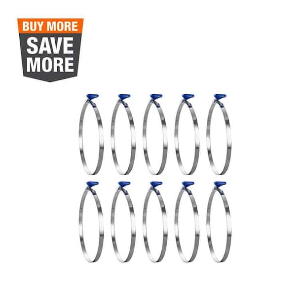 6 in. Stainless Steel Adjustable Key Hose Clamp, Thumb Screw Hose Clamps for Dust Collection, Dust Collector (10-Pack)