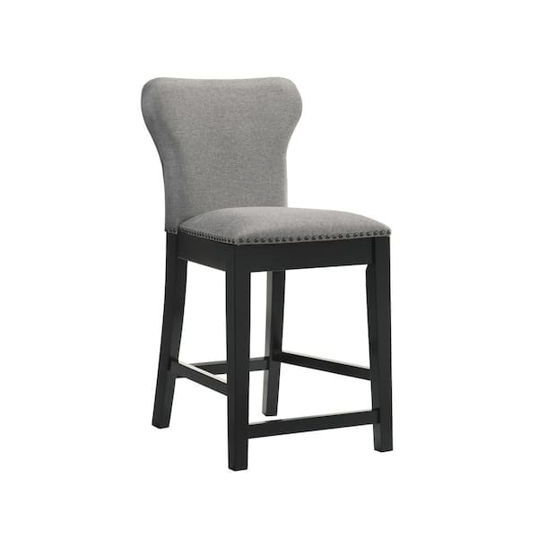 Coaster 36.25 in. Grey and Black Wood Frame Counter Height Stool with Nailhead Trim (Set of 2)