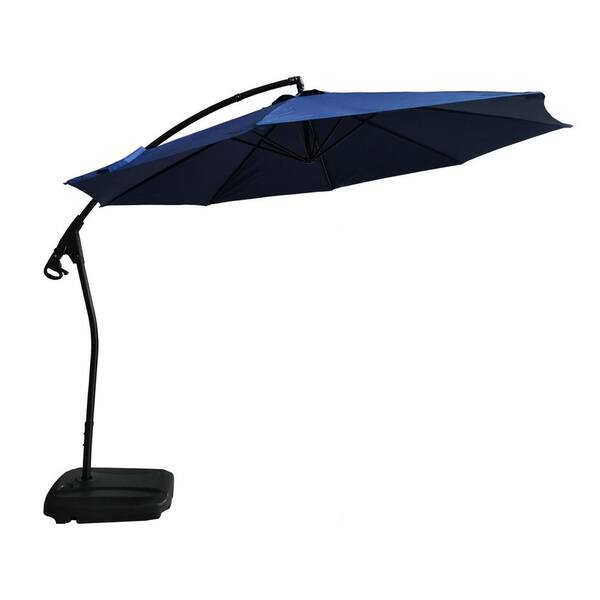 Huluwat 11ft Aluminum Cantilever Patio Umbrella in Navy Blue with Base