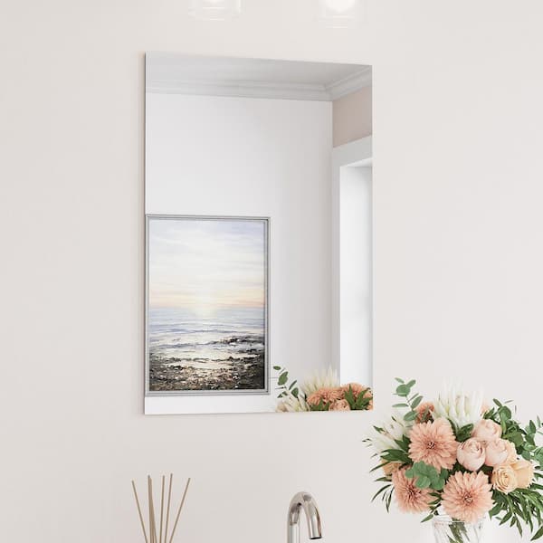 16 in. W x 24 in. H Rectangular Bathroom Mirrors Frameless Wall Mount Bathroom Vanity Mirror