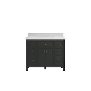 Sonoma 42 in. W x 22 in. D x 36 in. H Single Sink Bath Vanity in Black Top with 2" Carrara Marble Top